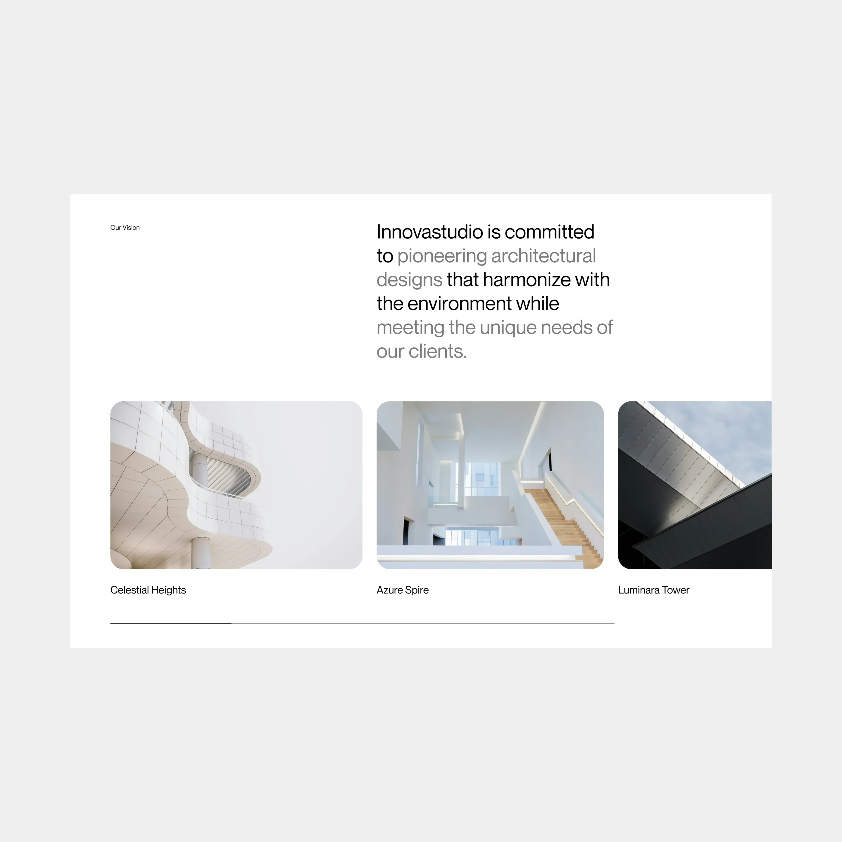 Réalisation web d'un cabinet d'architecte montrant les qualités de développement de notre studio digital